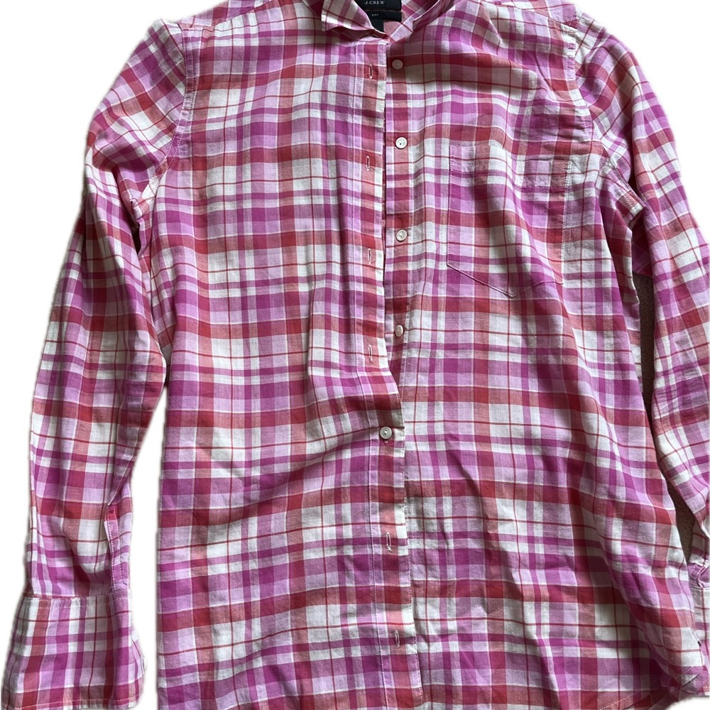 J. Crew Pink and White Button Down Shirt